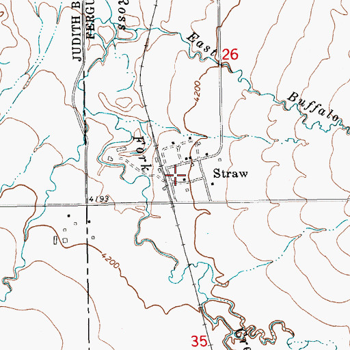 Topographic Map of Straw, MT