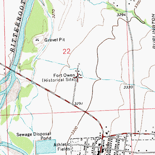 Topographic Map of Fort Owen (historical), MT