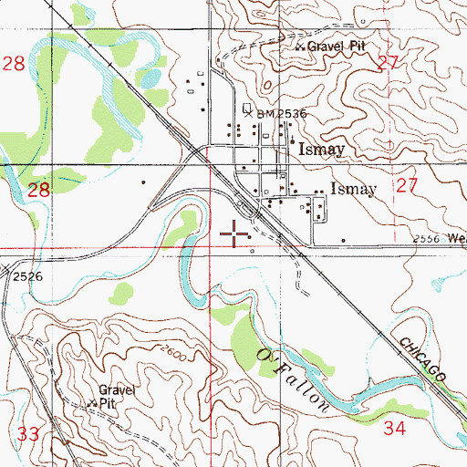 Topographic Map of Ismay, MT