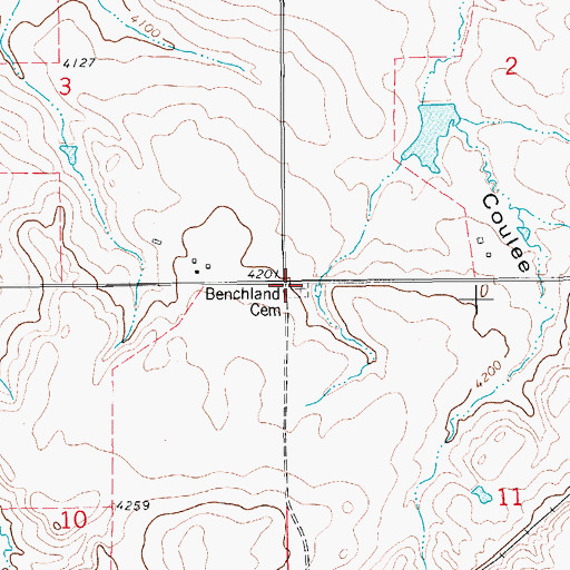 Topographic Map of Benchland Cemetery, MT