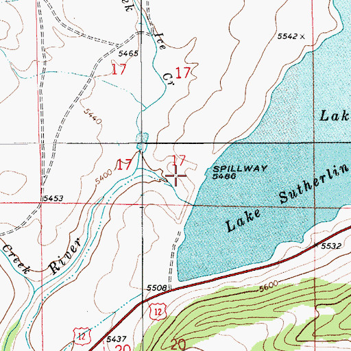 Topographic Map of North Fork of Smith River Dam, MT