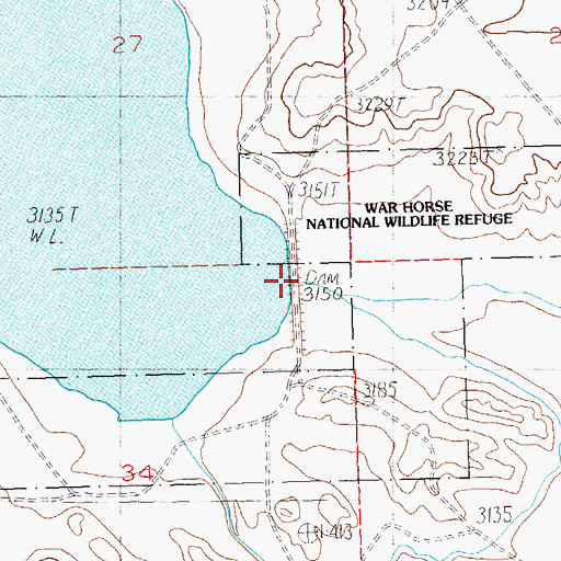 Topographic Map of Warhorse Dam, MT