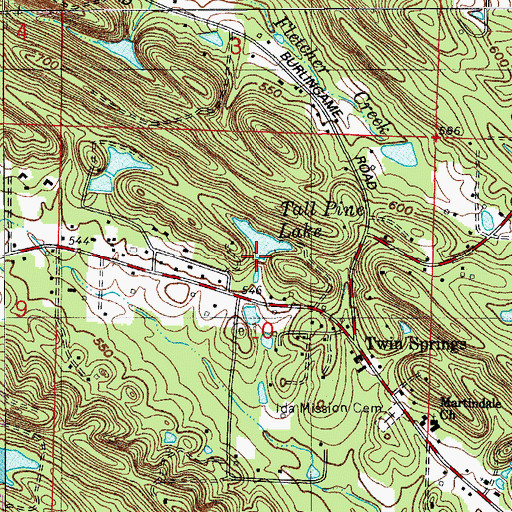 Topographic Map of Tall Pine Lake Dam, AR
