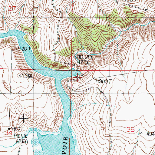 Topographic Map of Willow Creek Dam, MT