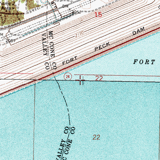 Topographic Map of Fort Peck Dam, MT