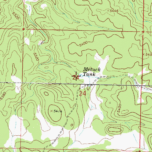 Topographic Map of Metuck Tank, AZ