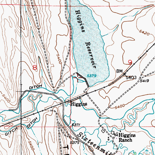 Topographic Map of Higgins Brothers Number 1 Dam, MT
