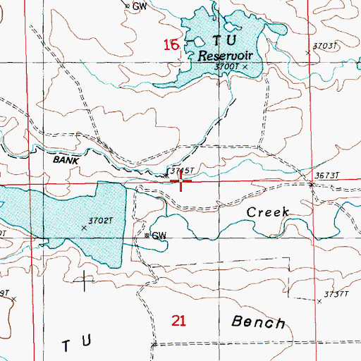 Topographic Map of I U Reservoir Dam, MT