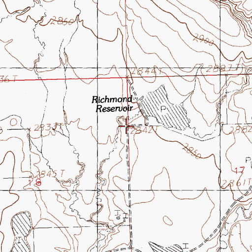 Topographic Map of Richmond Dam, MT