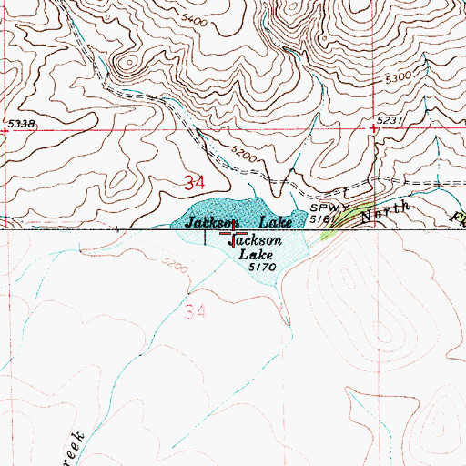 Topographic Map of Jackson Lake, MT