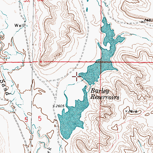 Topographic Map of Hook Number 55 Dam, MT