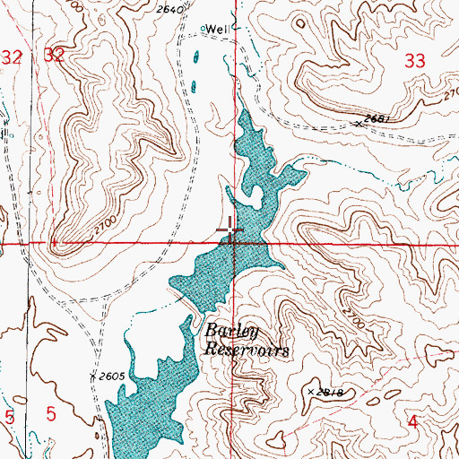 Topographic Map of Barley Reservoir, MT
