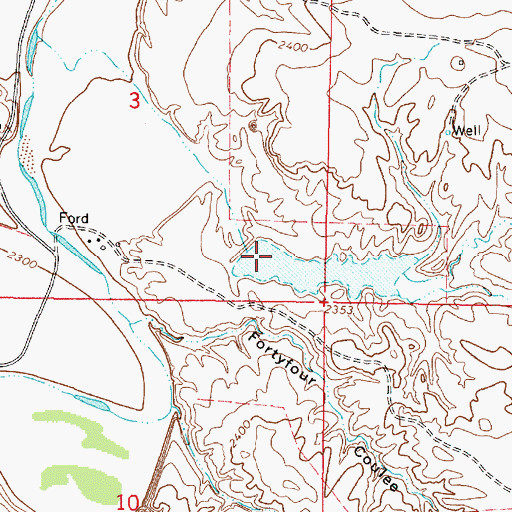 Topographic Map of Billings Number 3 Dam, MT
