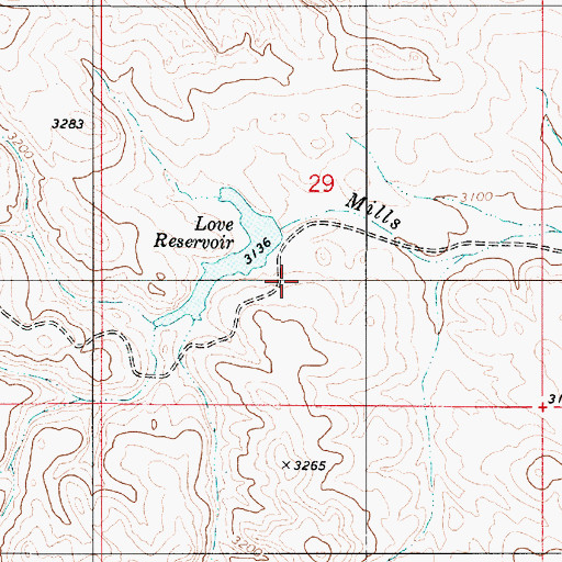 Topographic Map of Love Dam, MT