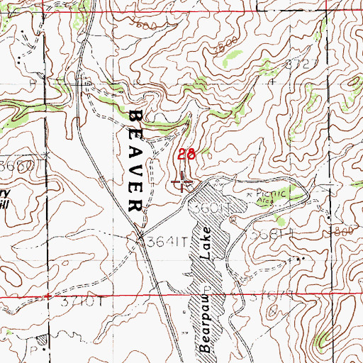 Topographic Map of Bearpaw Lake Dam, MT