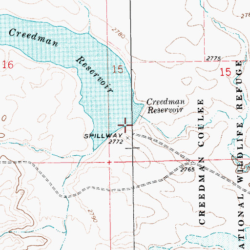 Topographic Map of Creedman Number 2 Dam, MT