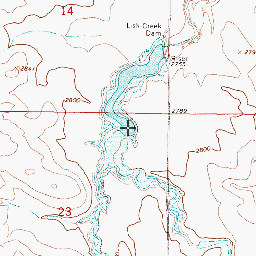 Topographic Map of Lisk Creek Reservoir, MT