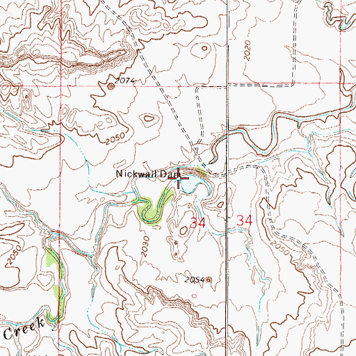 Topographic Map of Nickwall Dam, MT