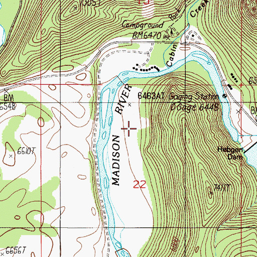 Topographic Map of Hebgen Reservoir, MT