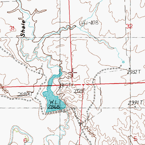 Topographic Map of Shale Creek Dam, MT