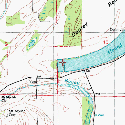 Topographic Map of Mound Lake Dam, AR