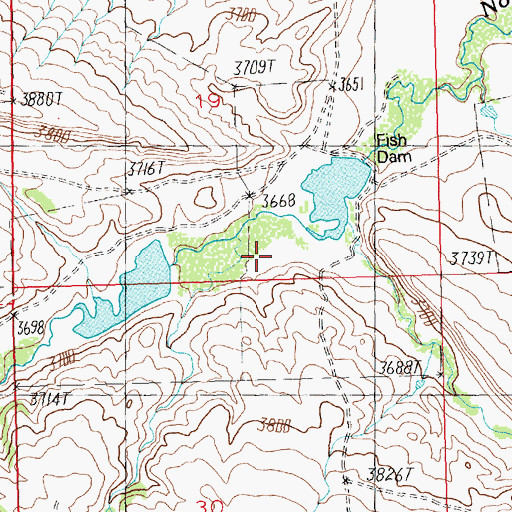 Topographic Map of Fish Dam, MT