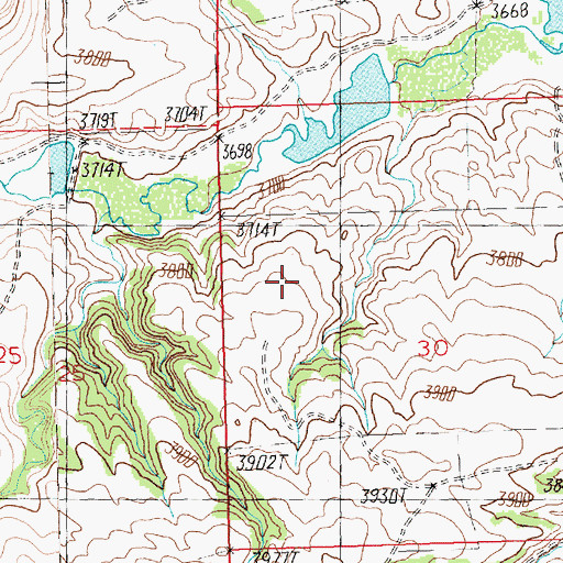 Topographic Map of Red Dam, MT