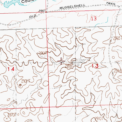 Topographic Map of Little Crooked Rudolph Dam, MT