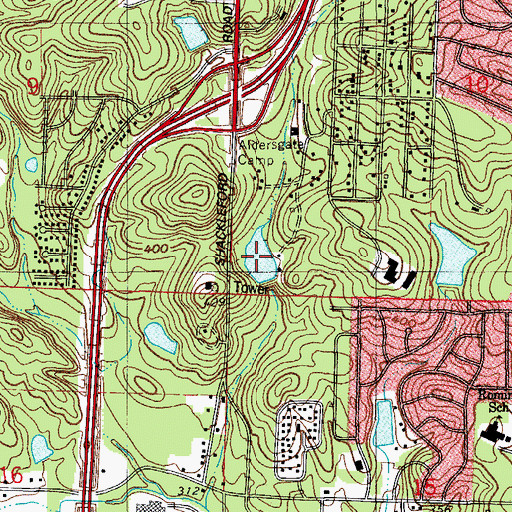 Topographic Map of Aldersgate Lake, AR