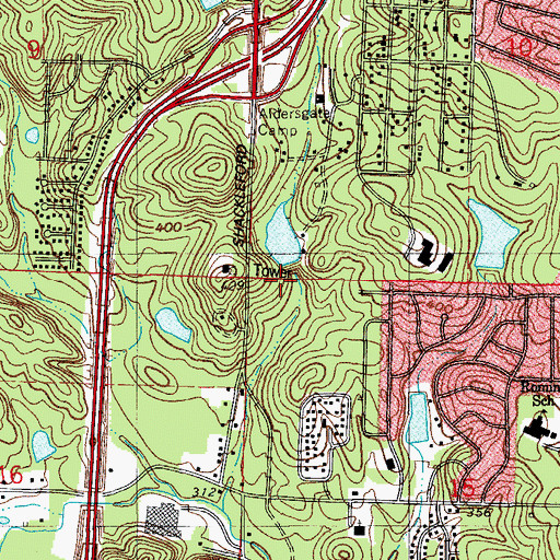 Topographic Map of Cook Lake Dam, AR