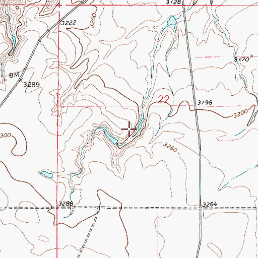 Topographic Map of Hanford Dam, MT