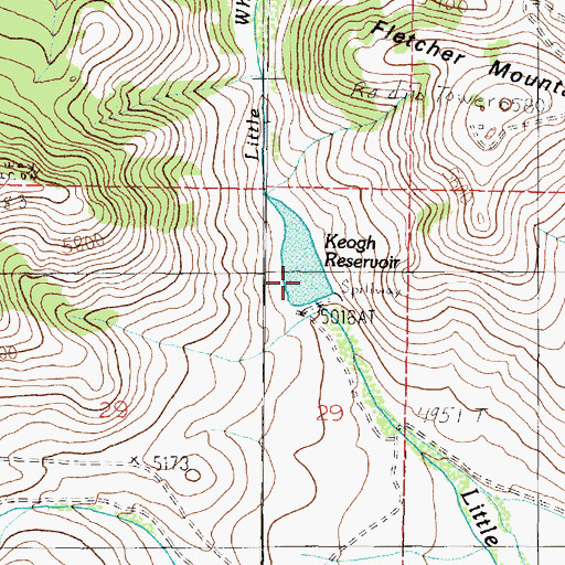 Topographic Map of Keogh Dam, MT