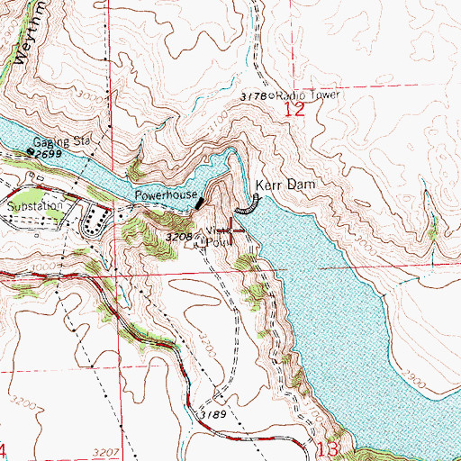 Topographic Map of Kerr Dam, MT