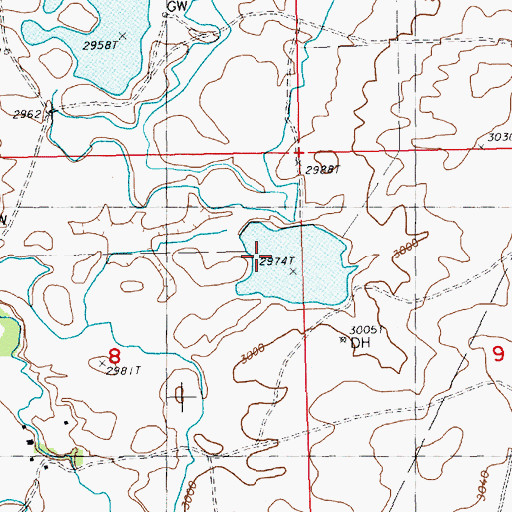 Topographic Map of Staff Number 2 Dam, MT