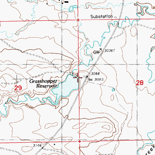 Topographic Map of Grasshopper Dam, MT