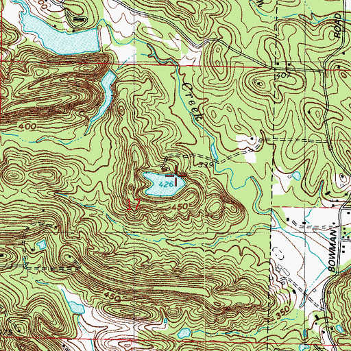 Topographic Map of Jack Ward Lake Dam, AR