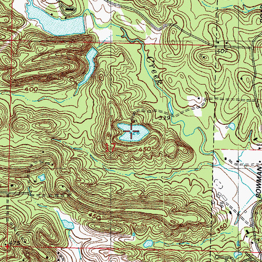 Topographic Map of Ward Lake, AR