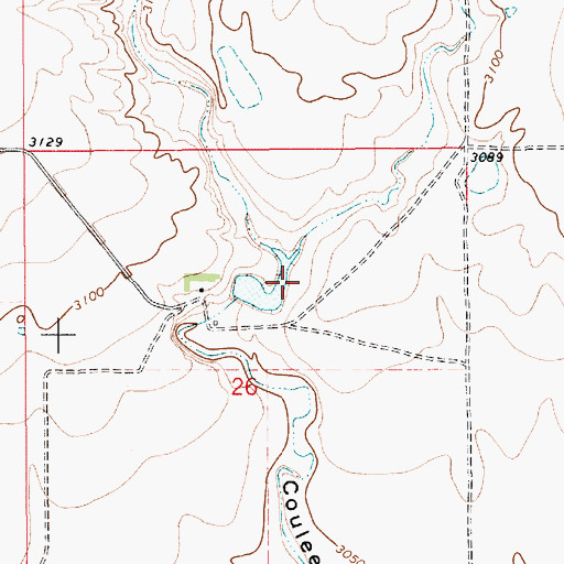 Topographic Map of Cool Black Rock Dam, MT