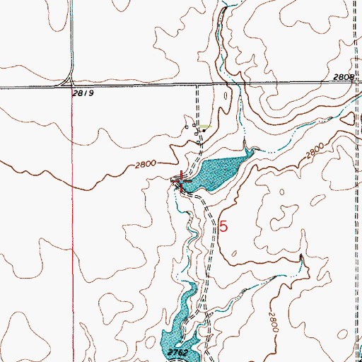 Topographic Map of Hilldale Colony Dam, MT