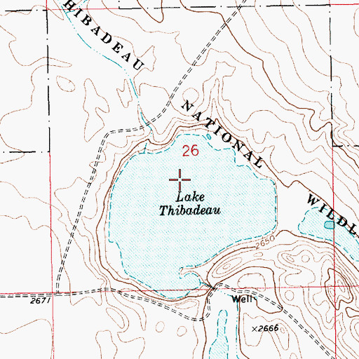 Topographic Map of Thibadeau Lake Dam, MT
