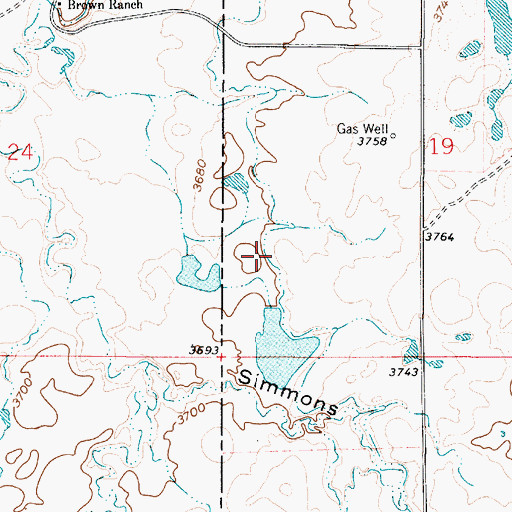 Topographic Map of Brown Reservoir, MT