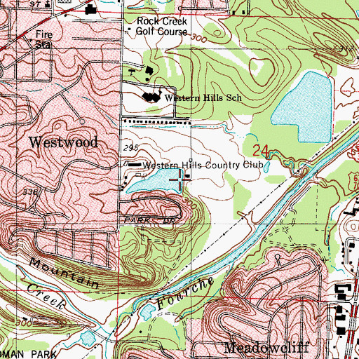 Topographic Map of Western Hills Lake Dam, AR