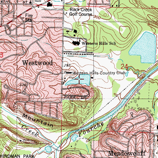Topographic Map of Western Hills Lake, AR