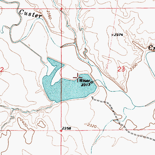 Topographic Map of Custer Creek Dam, MT