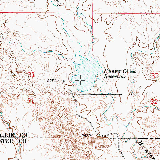 Topographic Map of Hunter Creek Dam, MT