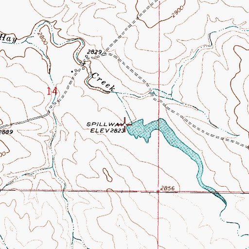 Topographic Map of Pfaff Irrigation Dam, MT