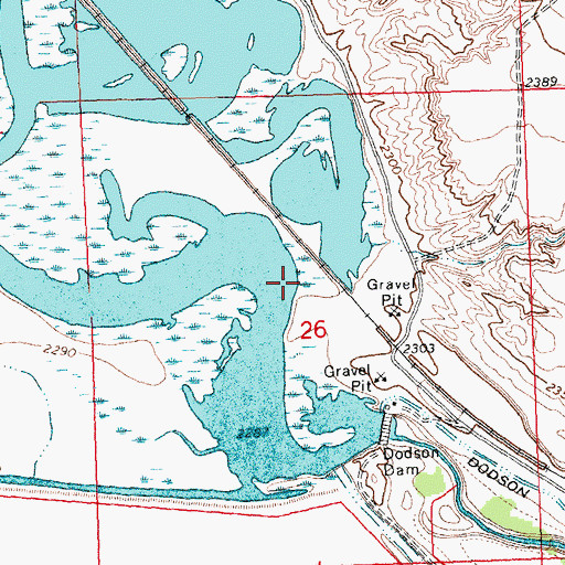 Topographic Map of Strike Reservoir Dam, MT