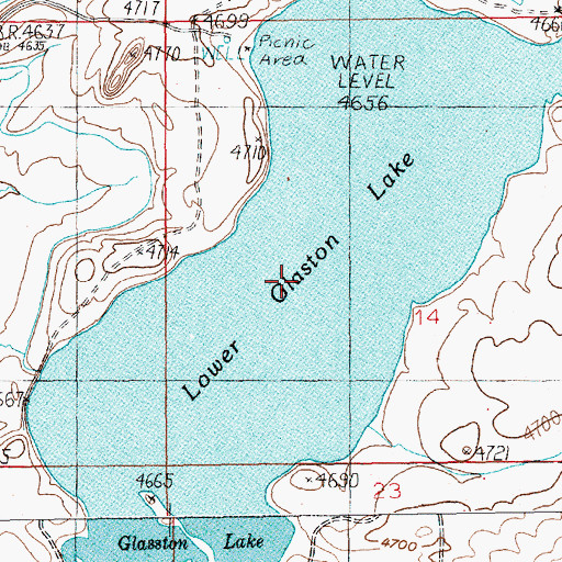 Topographic Map of Glass Lindsay Lakes Lower Reservoir, MT