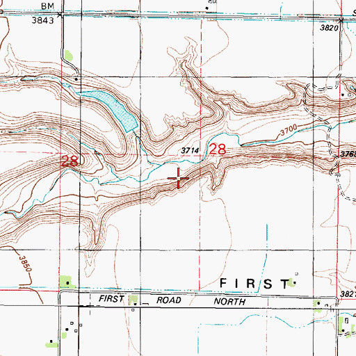 Topographic Map of Woodhouse-Lattin Dam, MT