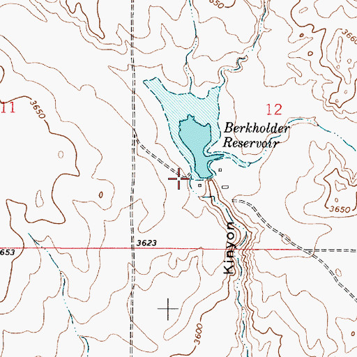 Topographic Map of Berkholder Dam, MT